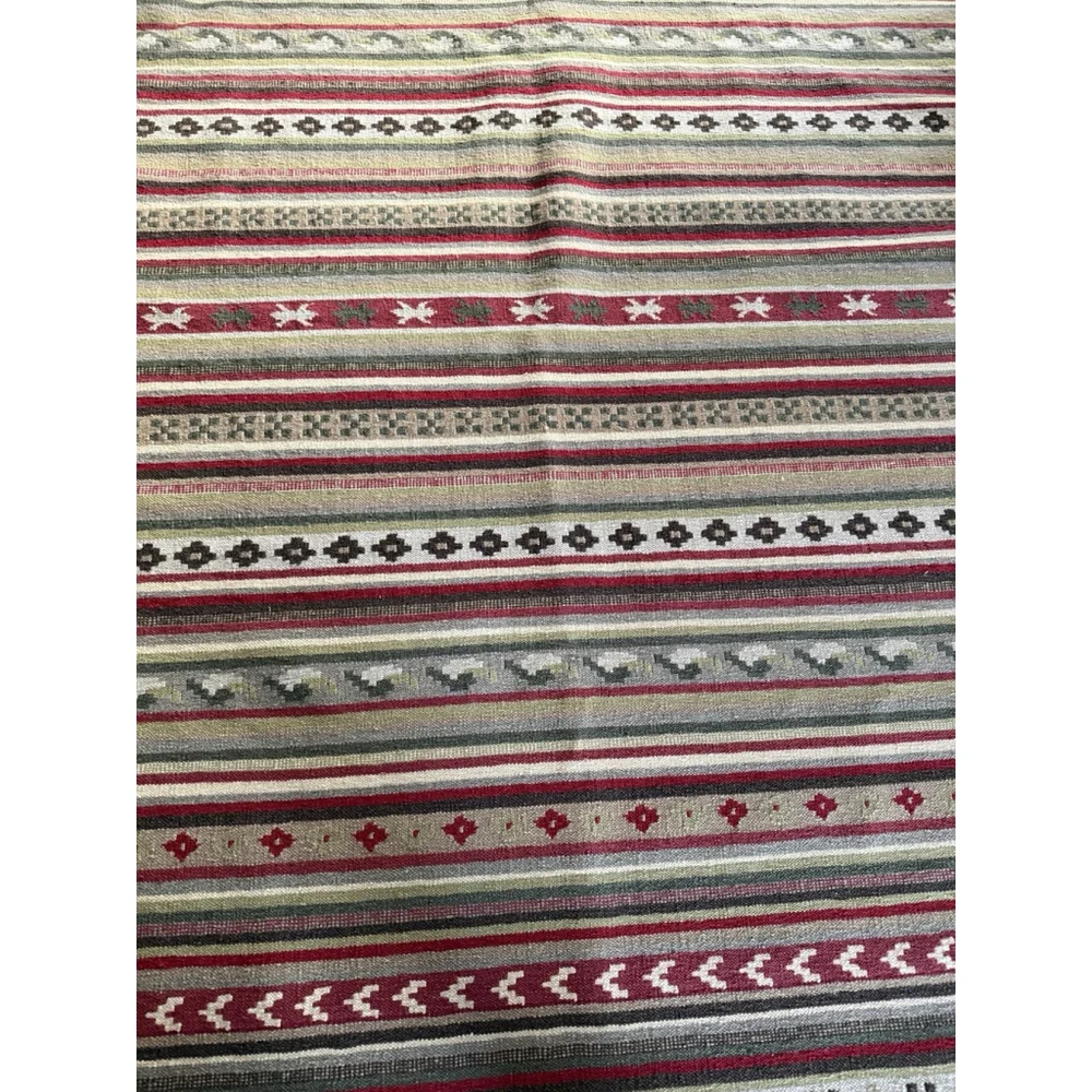 Handwoven Wool Kilim Rug 55” x76” Tribal Geometric Flatweave Southwestern Style‎